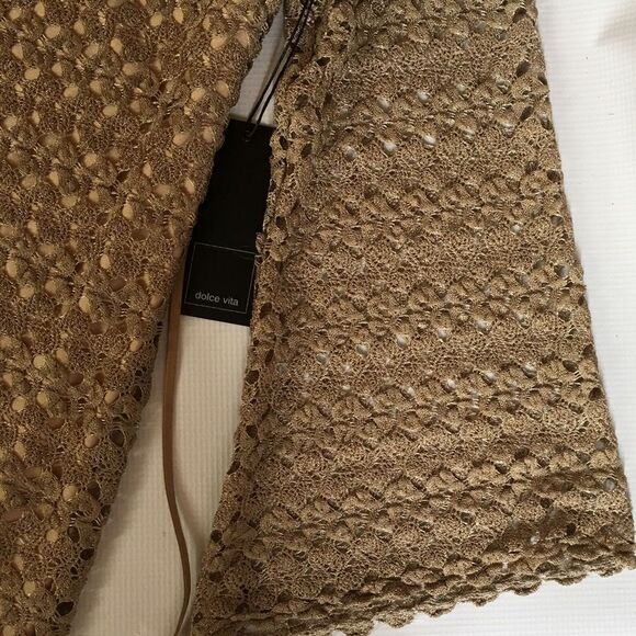 - DOLCE VITA KOSMO GOLD CROCHET DRESS WITH BELL SLEEVES NWOT 249.00 - Picture 4 of 6